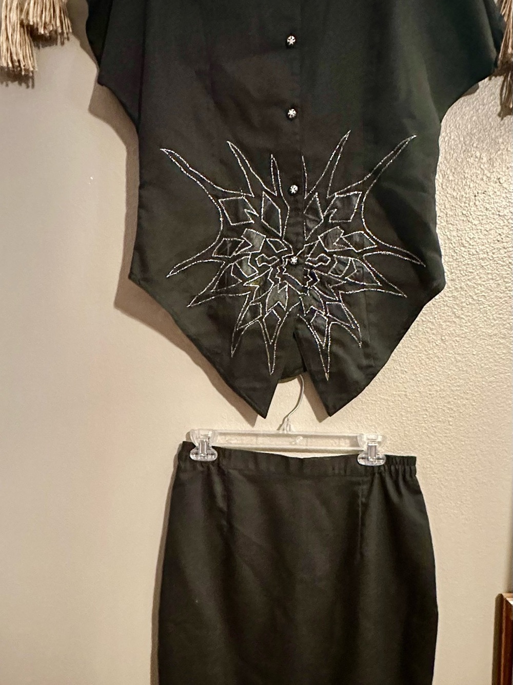 Vintage Goth Punk Rockabilly 2 piece shirt/skirt set